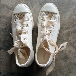 Converse Cream Canvas Sneakers with Ribbon Laces
